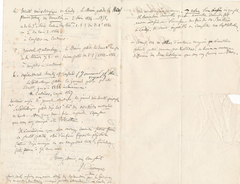 Jules DESNOYERS passe commande de livres lettre autographe signée 1871