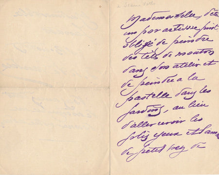 Antonio DE LA GANDARA lettre autographe pauvre artiste à Jeanne Hatto opéra