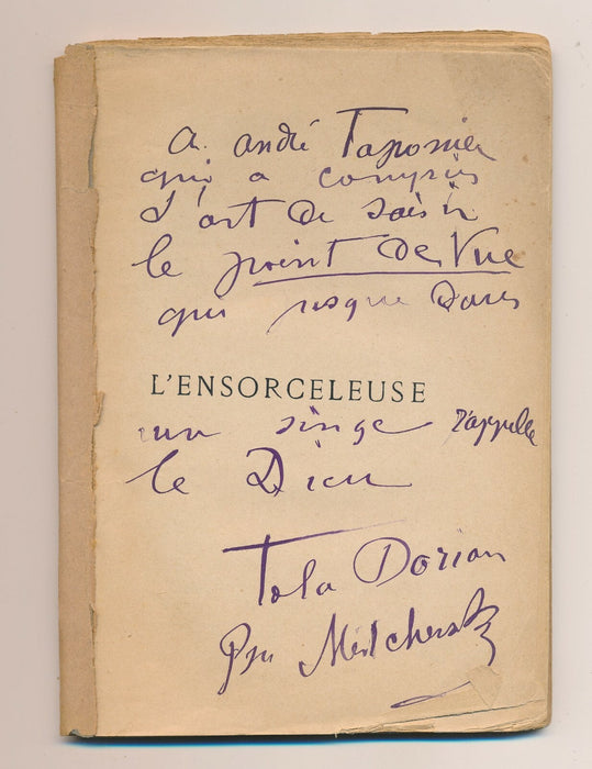 Tola DORIAN envoi autographe sur EO l'Ensorseleuse à André Taponier photographe