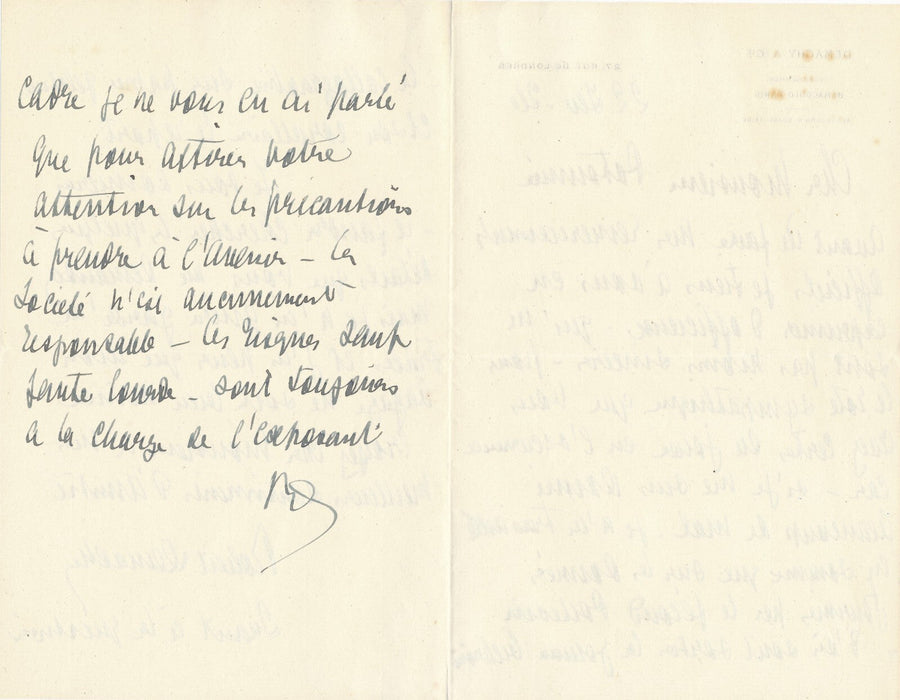 Robert DEMACHY le procédé Poitevin à Georges Potonniée lettre autographe signée