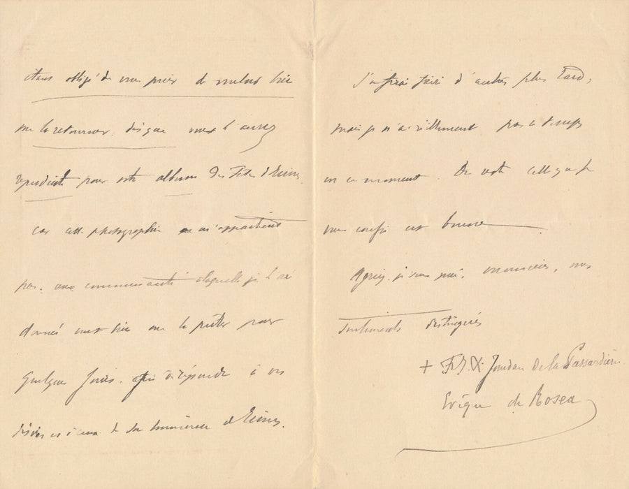 Félix JOURDAN DE LA PASSARDIÈRE Lyon envoie une photographie Lettre autographe