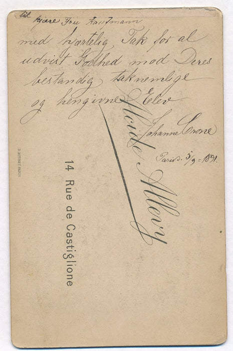Johanne CRONE danoise carte de visite avec signature