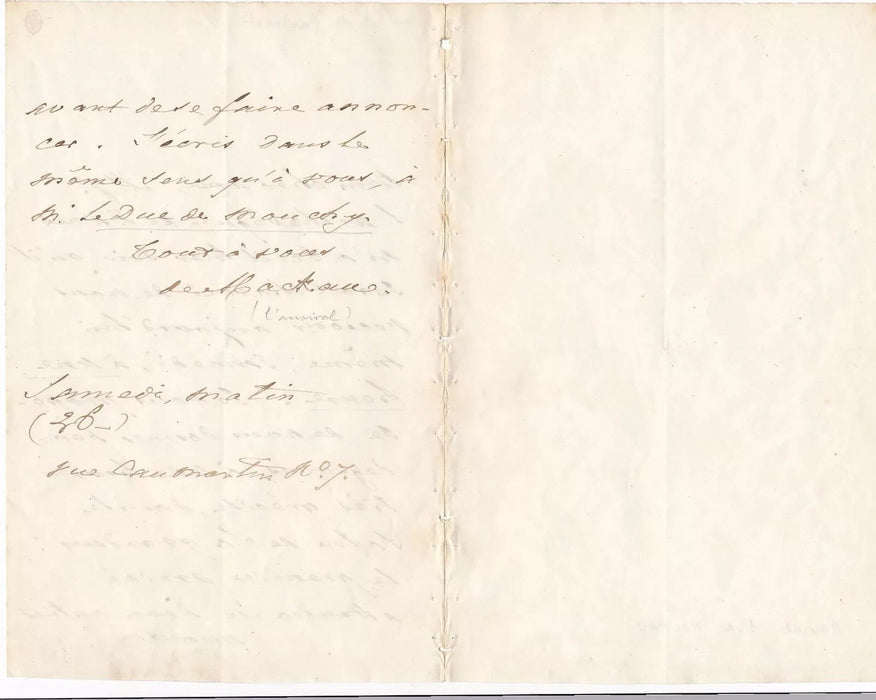 Militaria marine Amiral MACKAU bel ensemble 6 lettres autographes signées