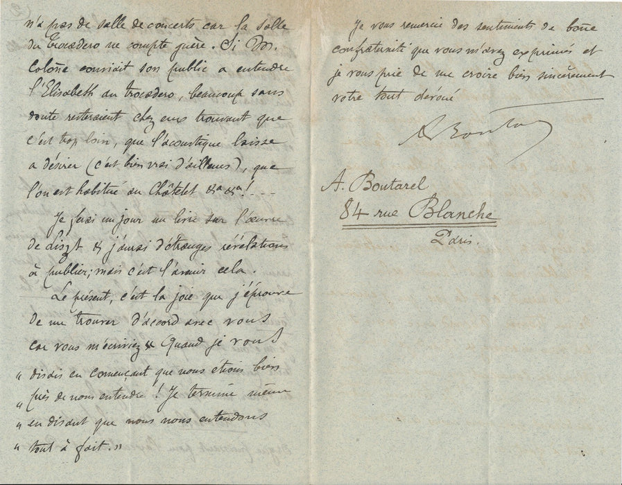 Amédée BOUTAREL 9 lettres autographes signées lot Beethoven Schiller