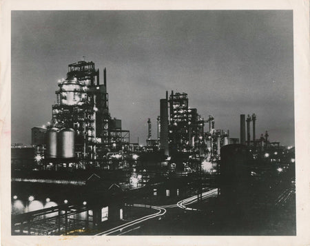 Photo Tirage argentique époque presse Pétrole raffinerie Etats-Unis 1953