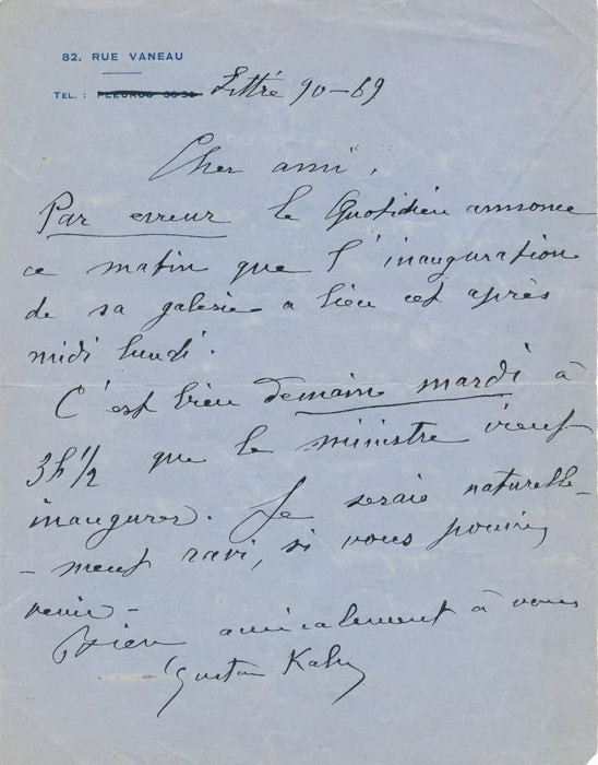 Gustave KAHN poète symboliste critique d’art 2 lettres et 2 cartes autographes