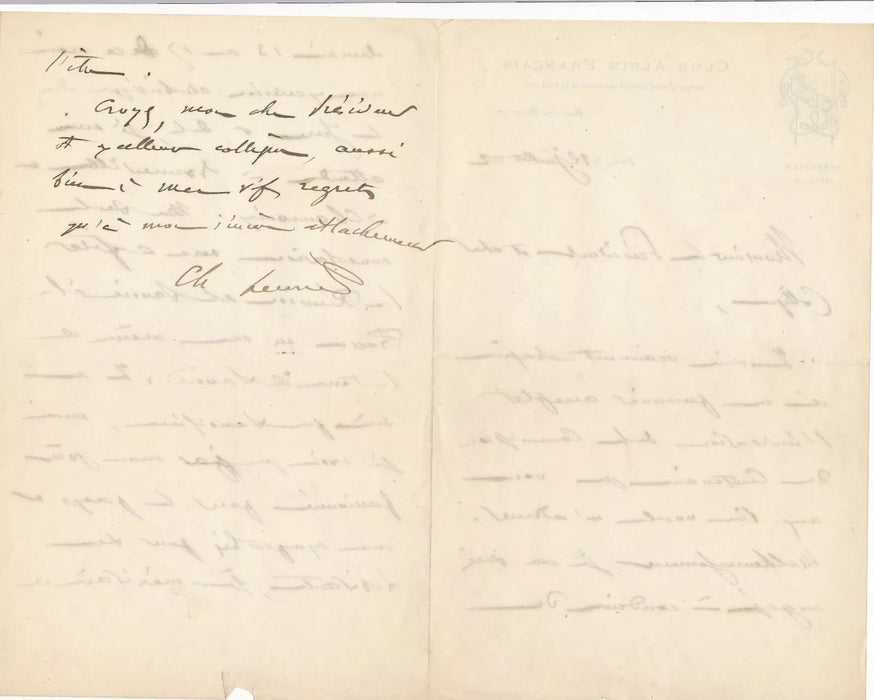 géographie Charles Durier 2 lettres autographes signée Savoie club alpin