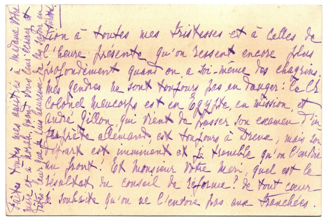 Paul GERVAIS évoque la guerre 1915 et sa petite-fille carte autographe signée