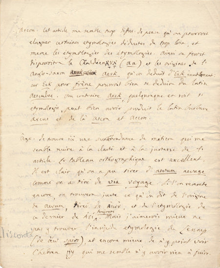 Ennio QUIRINO Quirinus VISCONTI manuscrit autographe éthymologie