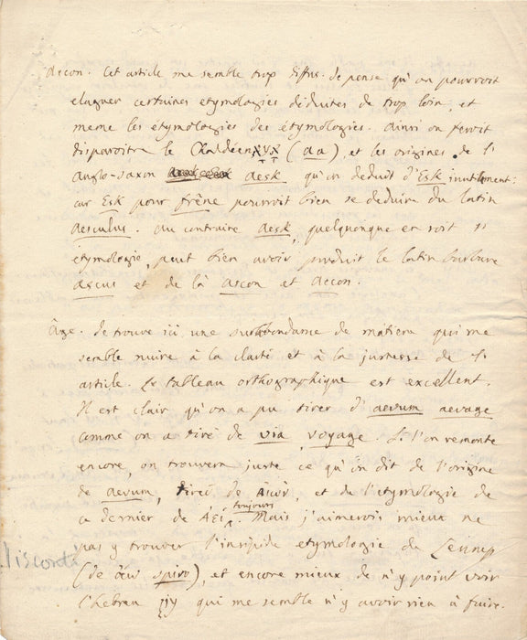 Ennio QUIRINO Quirinus VISCONTI manuscrit autographe éthymologie