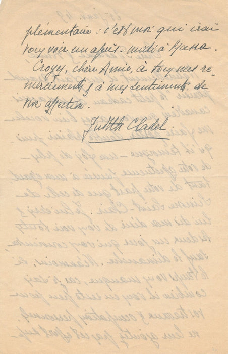 Judith CLADEL veut voir Simone Saint-Clair résistante écrivain lettre autographe