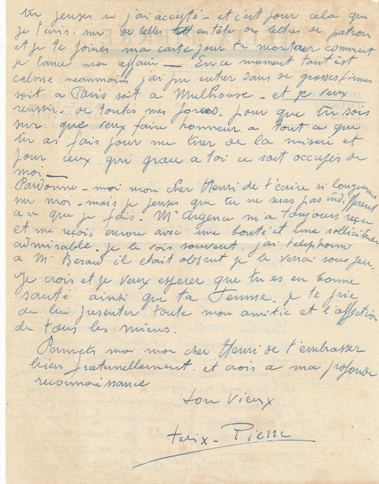 Félix PIERRE Sartrouville dessinateur 6 lettres à Henri Béraud écrivain