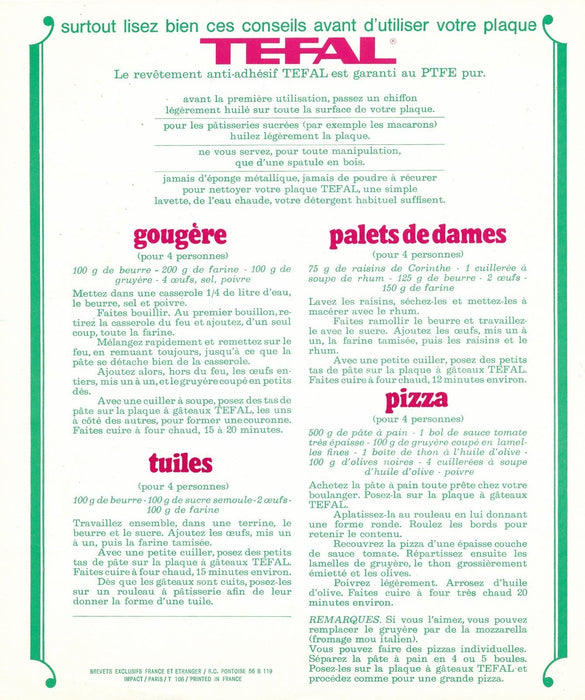 4 publicité pour TEFAL 3 imprimés recette poê1e photographie photo