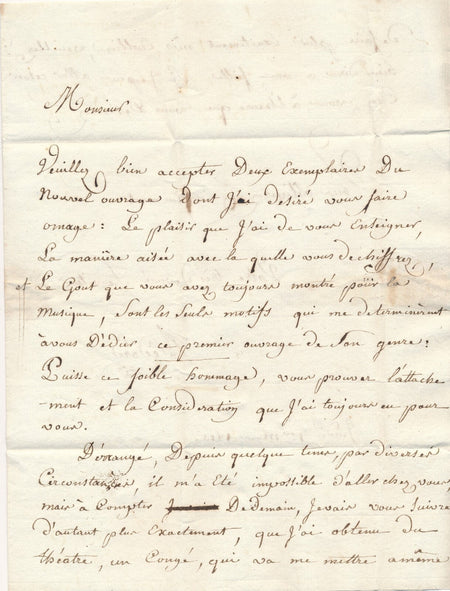 Jean-Baptiste BÉDARD violoniste Renne harpiste lettre autographe signée dédicace