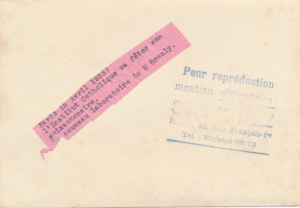 Institut Catholique laboratoire physicien Edouard Branly 1935 photo photographie