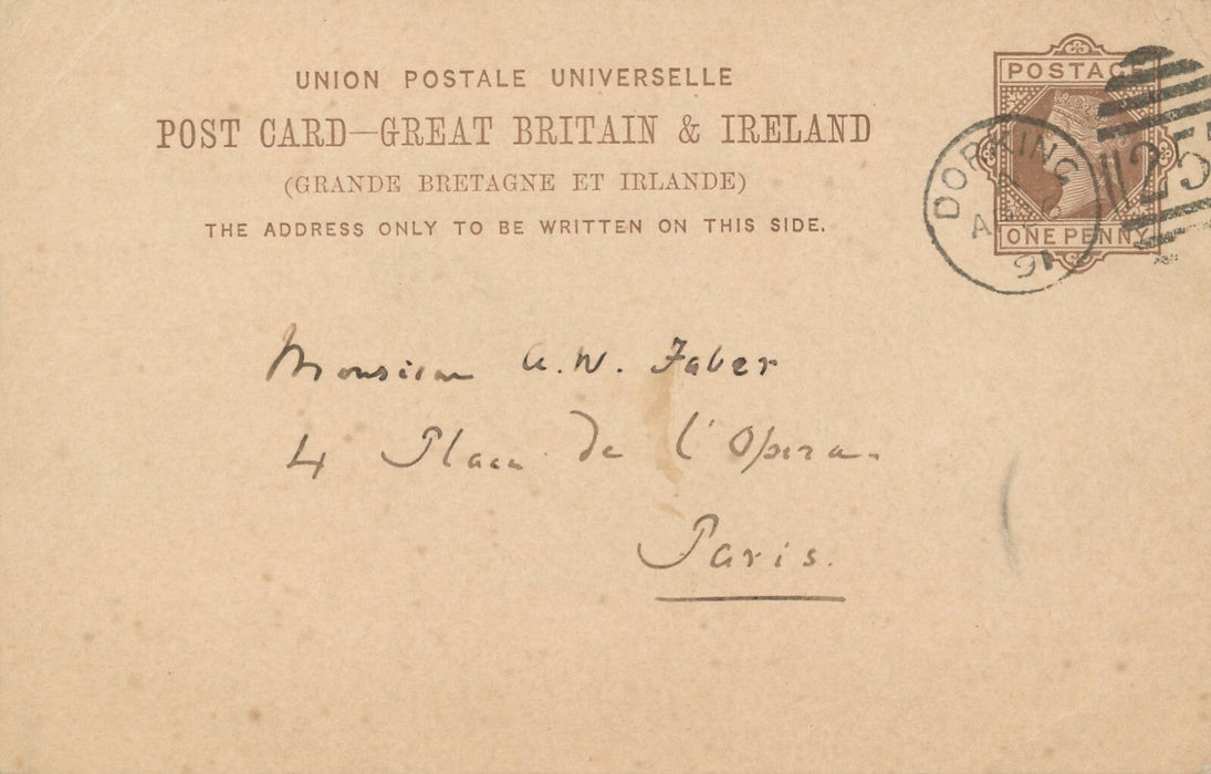 Amiral MAXSE Angleterre carte postale autographe signée A W Faber Opéra