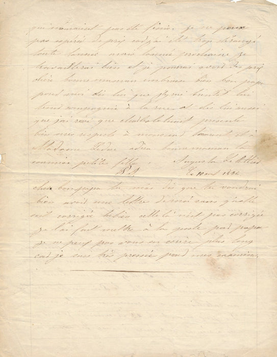 Famille Letellier, Paris, Bourg la Reine, vers 1880-1890 3 documents autographes