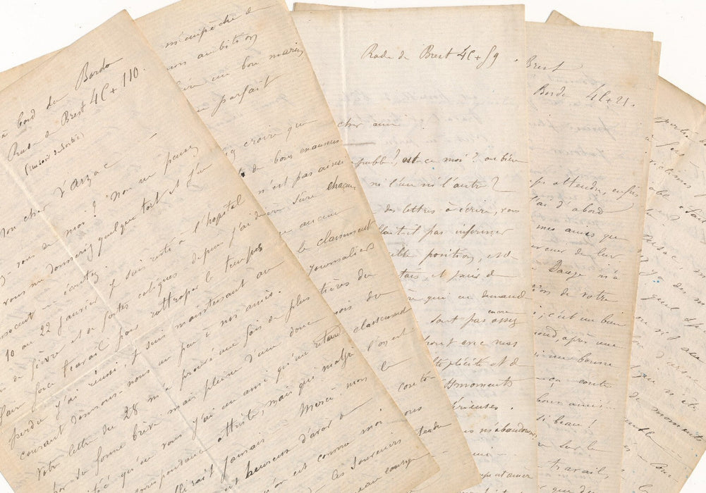 Militaria BALNY D AVRICOURT marine CHINE 8 lettres autographes jeunesse Borda