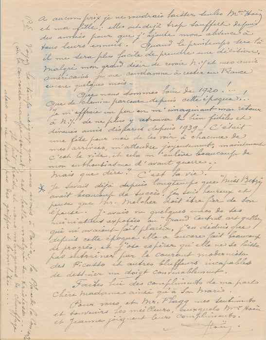 Alfred-Georges HOEN (1869-1954), peintre lettre illustrée aquarelle 1847 Melcher