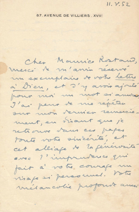 Philippe HERIAT écrivain hériat 4 lettres autographes M. Rostand Sarah Bernhardt