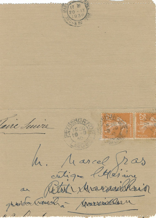 Jean RAMEAU romancier Hydropathes lettre autographe signée Passion de Nadine
