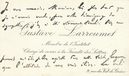 Gustave LARROUMET évoque une bagarre et des vrais élèves carte autographe signée