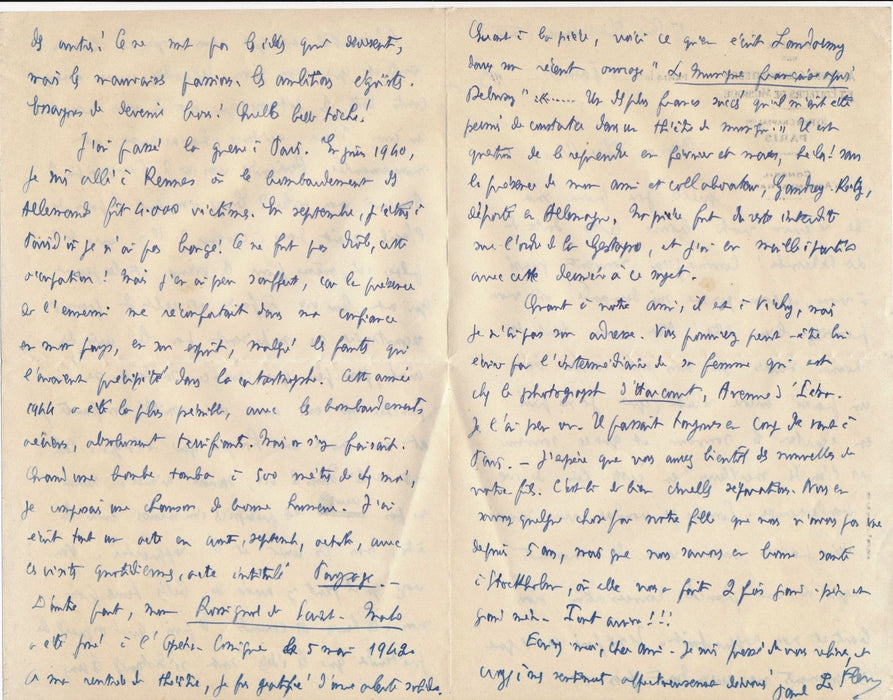 Musique Paul LE FLEM (1881-1984), BELLE Lettre autographe signée 4 pages