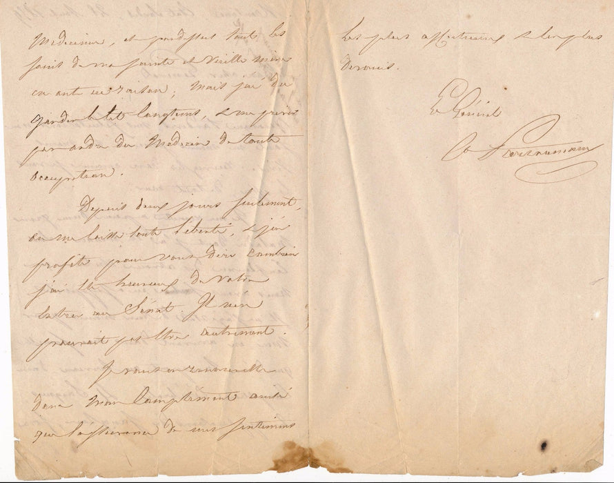 Maurice de Partouneaux lettre autographe signée 1859 Menton election général