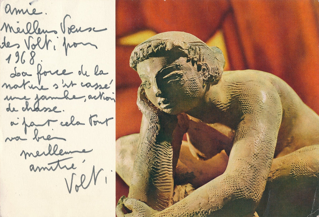 VOLTI Carte autographe signée accident chasse