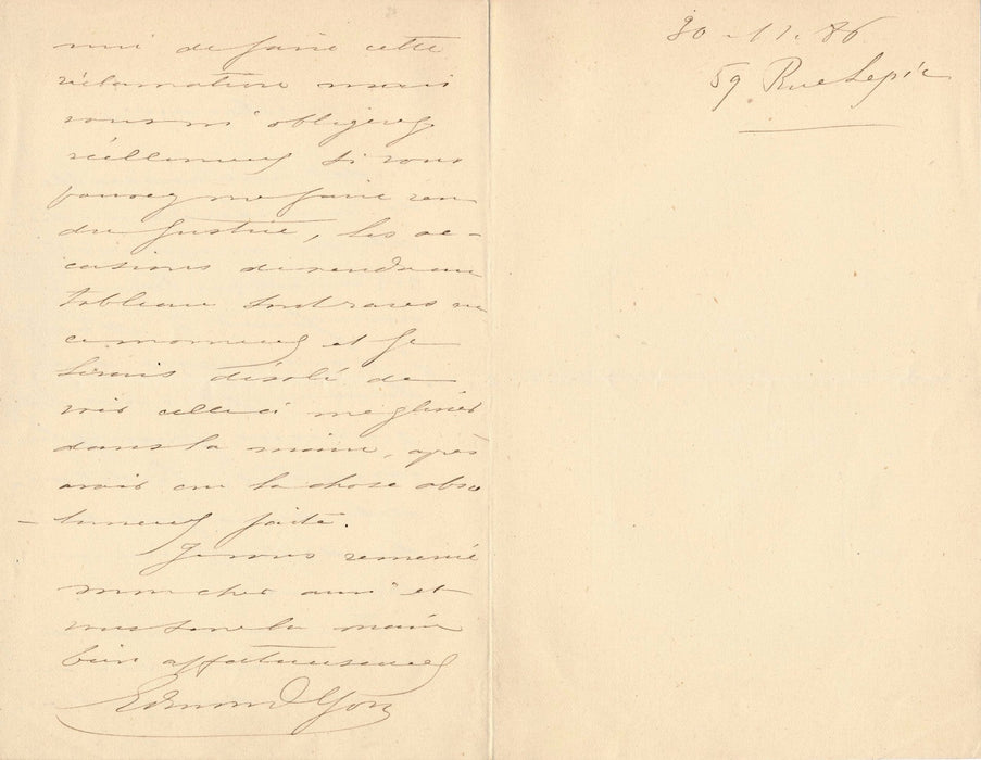 peintre Edmond Bon lettre autographe signée Jourdain Cadel vente tableaux