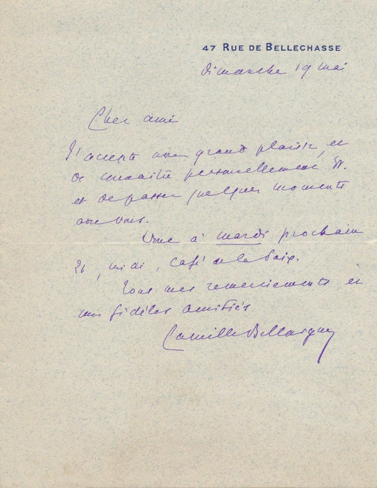 Musique Camille BELLAIGUE belle correspondance 21 lettres autographes signée