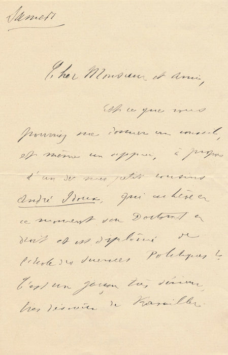 Paul PAINLEVÉ lettre autographe signée à Raymond POINCARÉ demande service