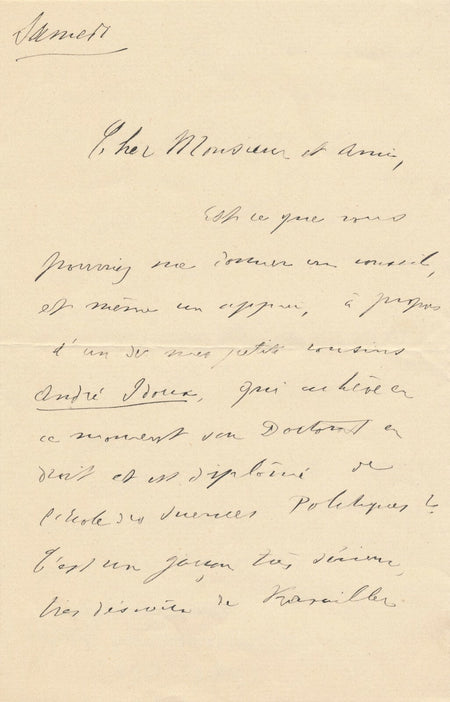 Paul PAINLEVÉ lettre autographe signée à Raymond POINCARÉ demande service