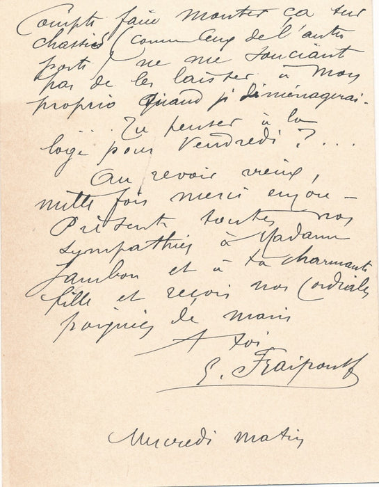 Gustave Fraipont 4 lettres autographes signées et 2 cartes Jambon Nadar humour