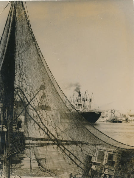 filet de pêche Saint-Nazaire port tirage argentique époque sépia photographie
