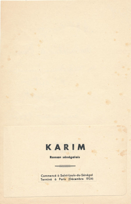 écrivain Sénégal Ousmane DIOP SOCÉ dédicace autographe signée