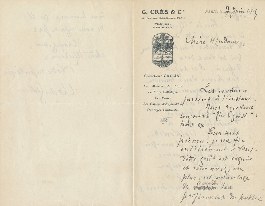 Charles GROLLEAU intéressante correspondance 4 lettres poésie Guilbeaux guerre