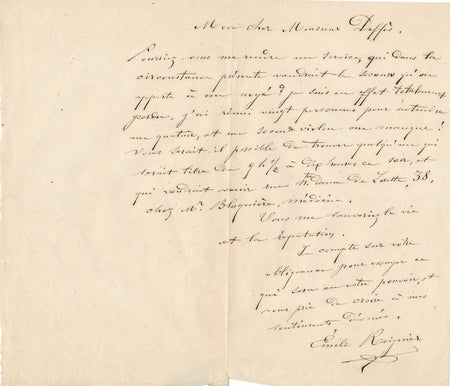 au compositeur Louis DEFFÈS il manque un second violon lettre autographe signée