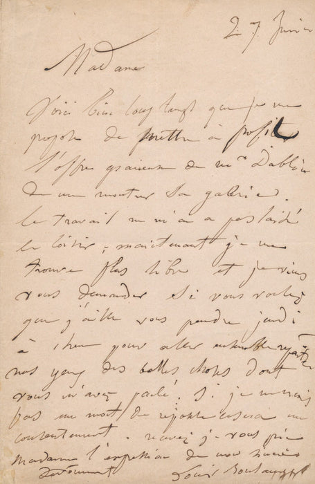 Louis BOULANGER propose d'aller visiter une galerie lettre autographe signée