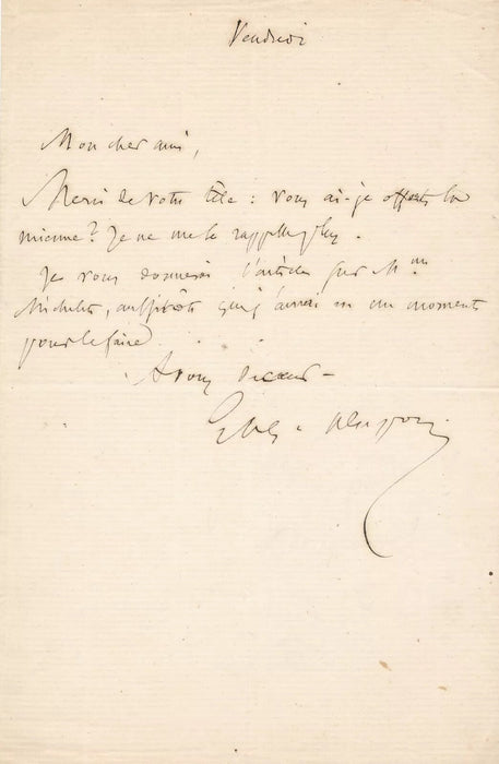 Eugène DESPOIS 3 lettres autographes signées élection Victor Hugo Viennet