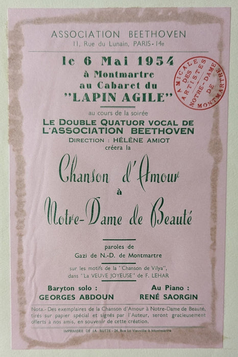 Montmartre GAZI LE TATAR partition couverture autographe et dédicace Notre-Dame