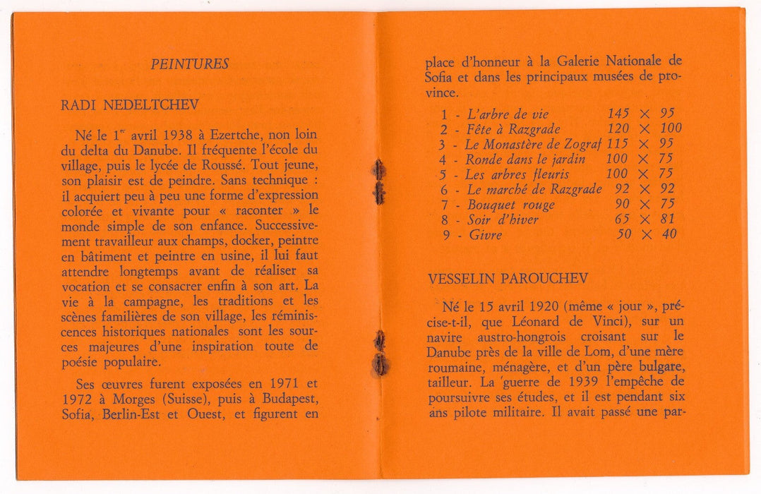art Maîtres populaires bulgares Galérie Séraphine livret exposition 1975 Vallier