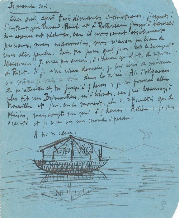 Louis de FOURCAUD 2 lettres autographes signées illustrées