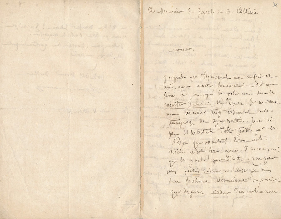 Alphonse BAUDOUIN  7 lettres autographes signées à Eugène de LA COTTIÈRE Aube