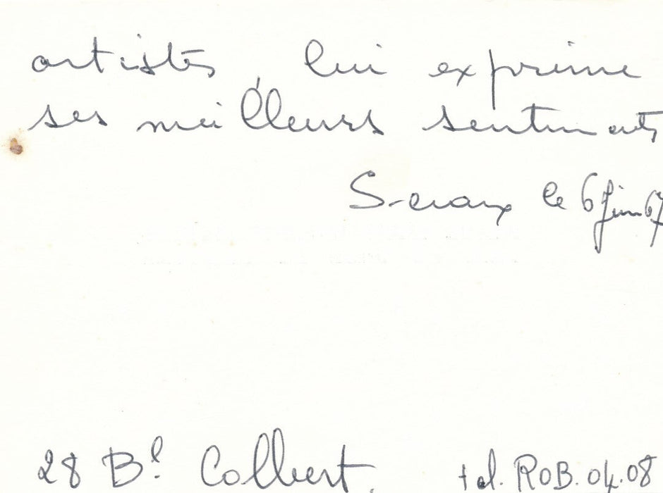 Alice MARTINEZ RICHTER carte autographe signée soutien Syndicat des artistes