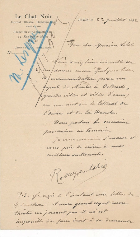 Carlotta ZAMBELLI danse intarissable jouissance lettre autographe signée 