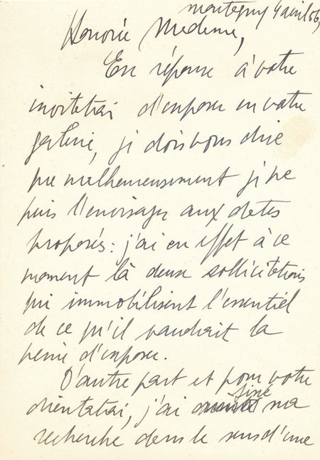 Philippe Lambercy céramique céramiste lettre autographe signée architecture