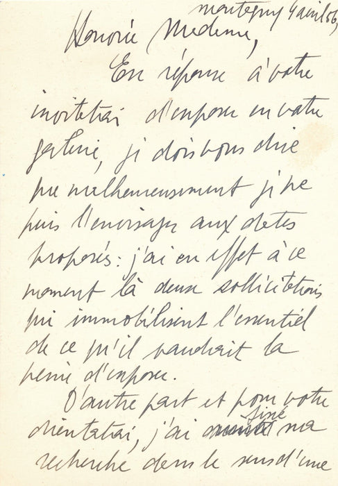 Philippe Lambercy céramique céramiste lettre autographe signée architecture