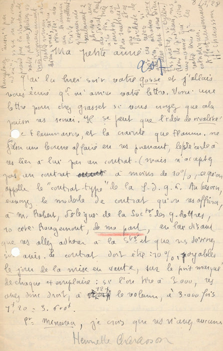 Henriette CHARASSON 2 lettres autographes signées et carte Céline LHOTTE conseil