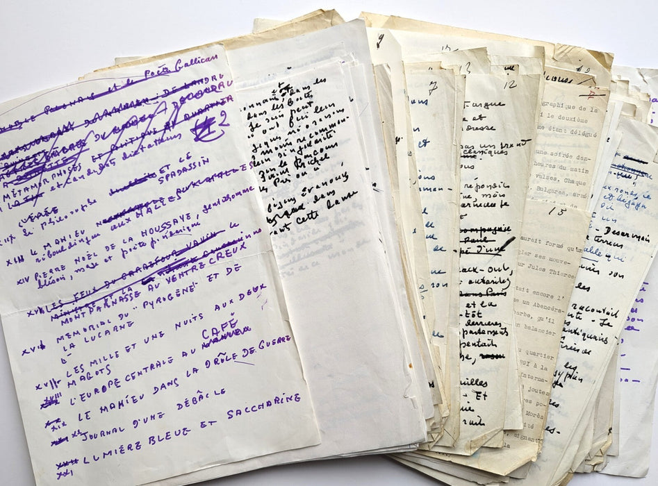 Pierre LABRACHERIE manuscrit incomplet café Mahieu Paris et notes manuscrites